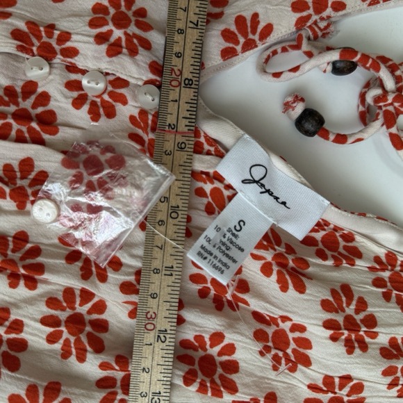 Japna Womens Red Floral Mini Dress V Neck Sleeveless Size Small Tiered Country - Picture 3 of 5